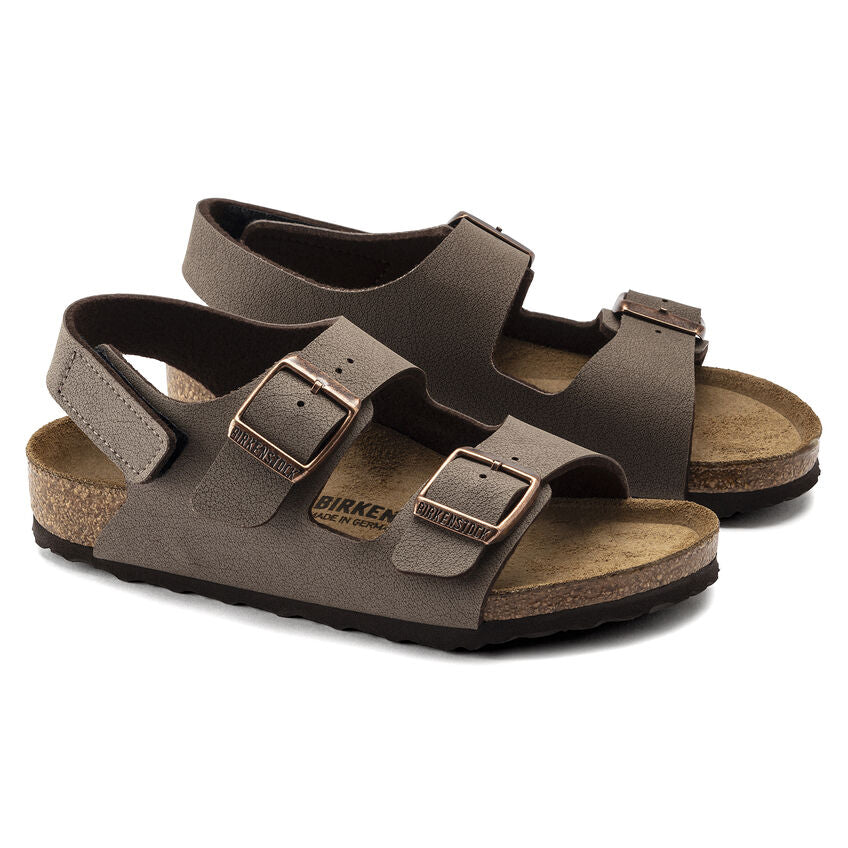 Birkenstock Kid's Milano HL Birkibuc Nubuck in Mocha  Kid