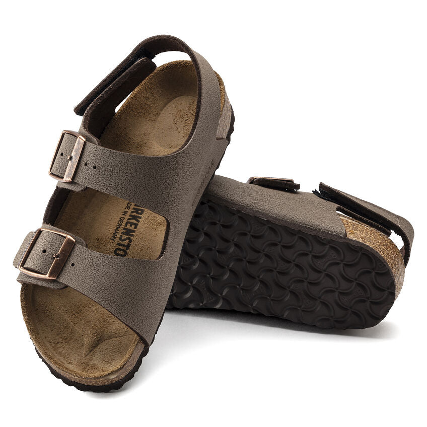 Birkenstock Kid's Milano HL Birkibuc Nubuck in Mocha  Kid