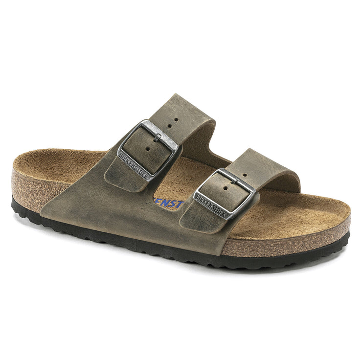 Birkenstock Arizona Oiled Leather Soft Footbed Sandal in Faded Khaki  Men&