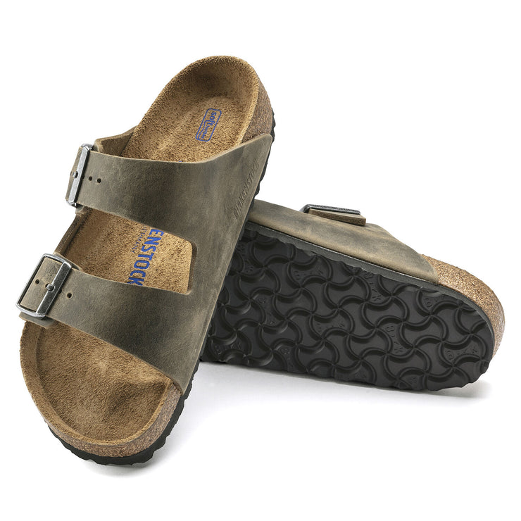 Birkenstock Arizona Oiled Leather Soft Footbed Sandal in Faded Khaki