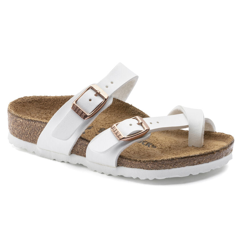 Birkenstock Kid's Mayari Birko-Flor in White  Kid