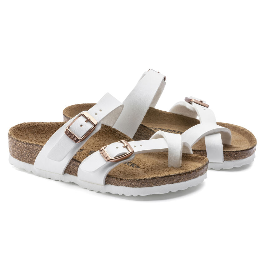 Birkenstock Kid's Mayari Birko-Flor in White  Kid