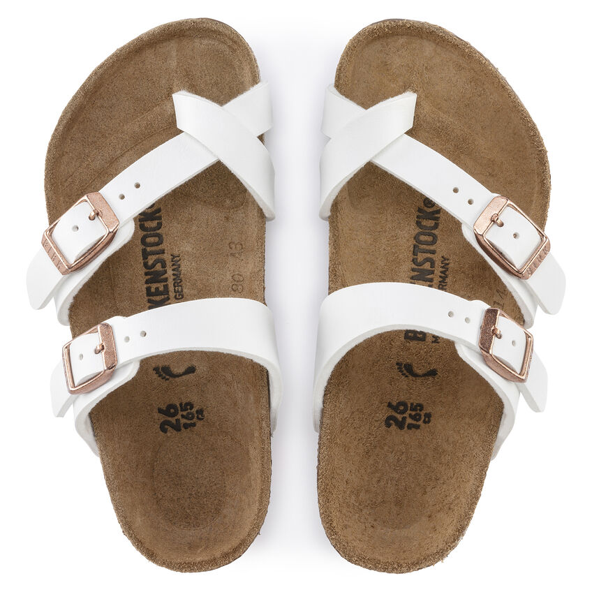 Birkenstock Kid's Mayari Birko-Flor in White  Kid