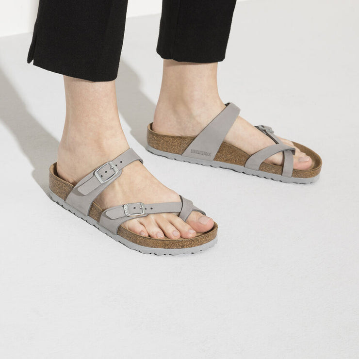 Birkenstock Mayari Nubuck Leather Classic Footbed Sandal in Dove Grey