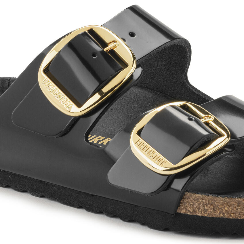 Birkenstock Arizona Big Buckle Natural Leather Patent in High Shine Black  Women's Footwear