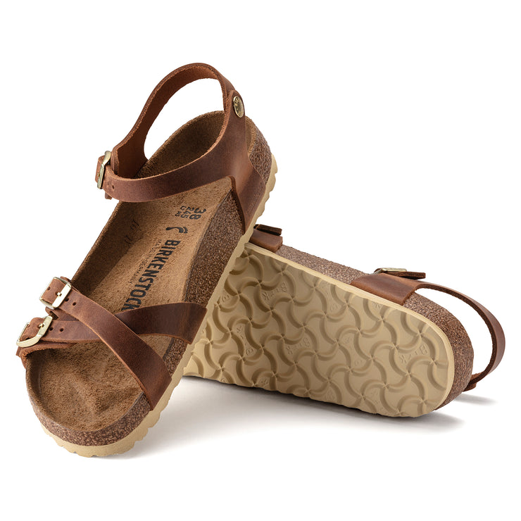 Birkenstock Kumba Oiled Leather Classic Footbed Sandal in Cognac  Women&