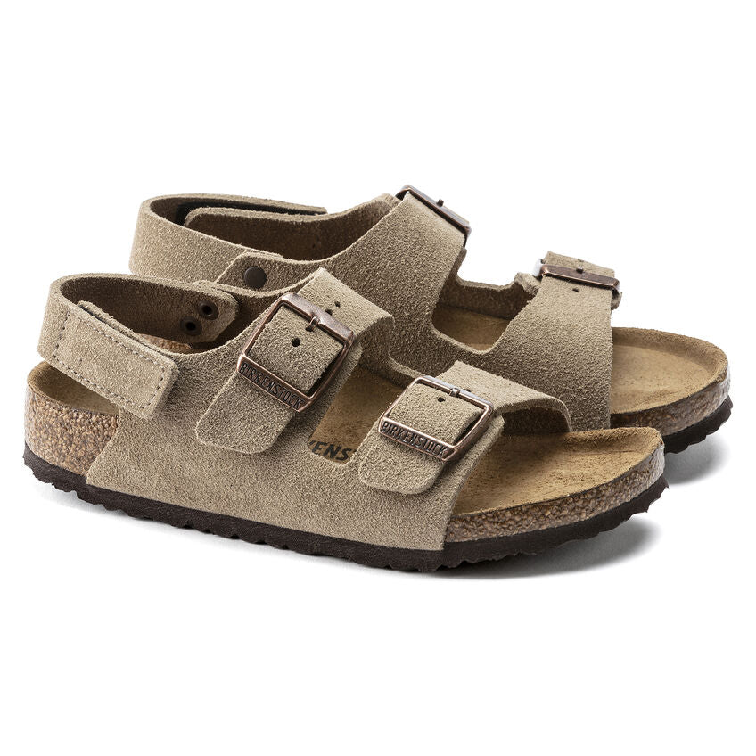 Birkenstock Kid's Milano HL Suede in Taupe  Kid