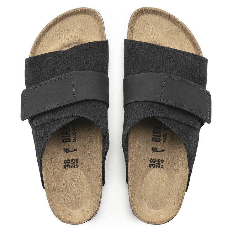 Birkenstock Kyoto Nubuck Leather Suede Leather Sandal in Black  Unisex Footwear