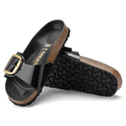 Birkenstock Madrid Big Buckle Natural Leather Patent in High Shine Black  Women's Footwear