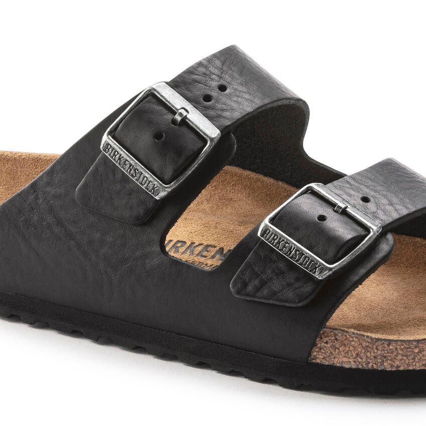 Birkenstock Men's Arizona Grip Leather Sandal in Vintage Wood Black  Men's Footwear