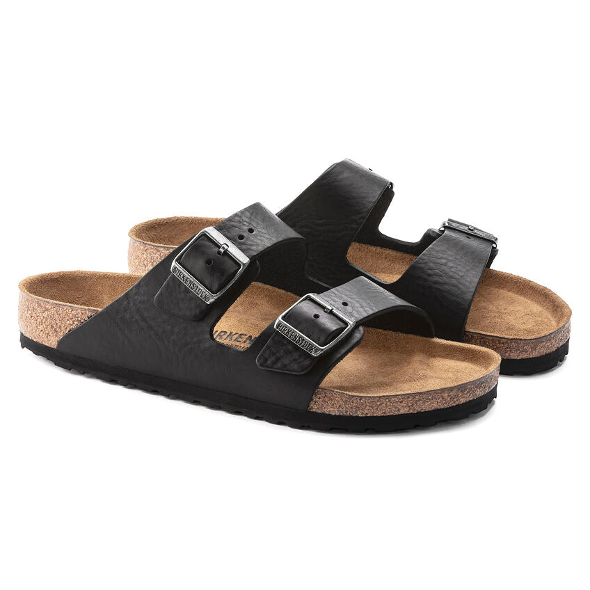 Birkenstock Men's Arizona Grip Leather Sandal in Vintage Wood Black  Men's Footwear