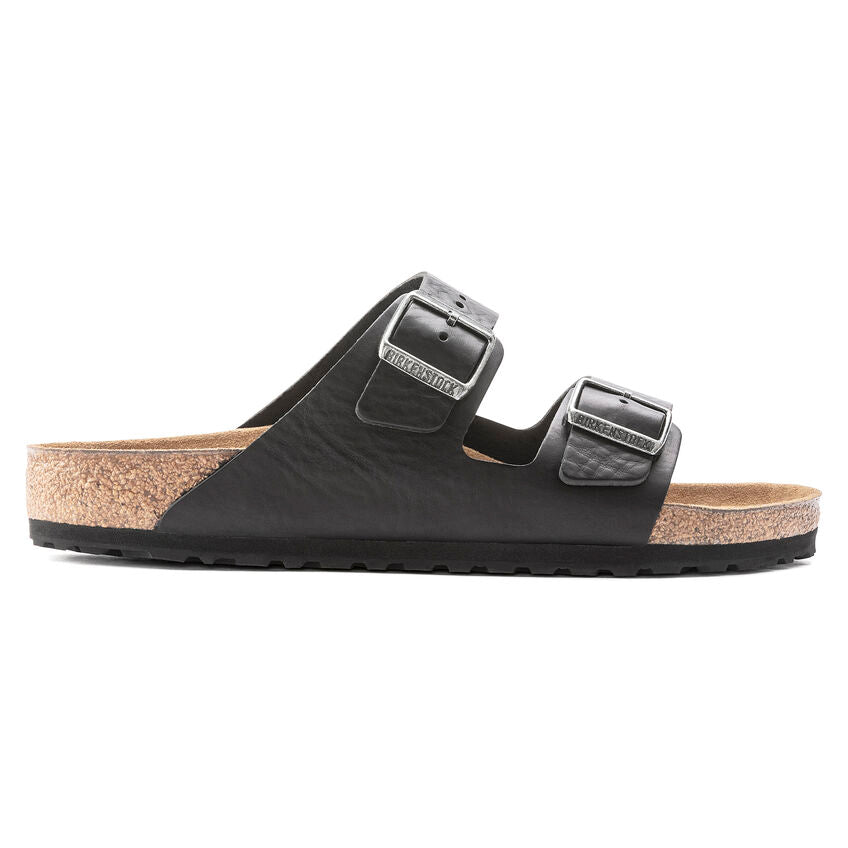 Birkenstock Men's Arizona Grip Leather Sandal in Vintage Wood Black  Men's Footwear