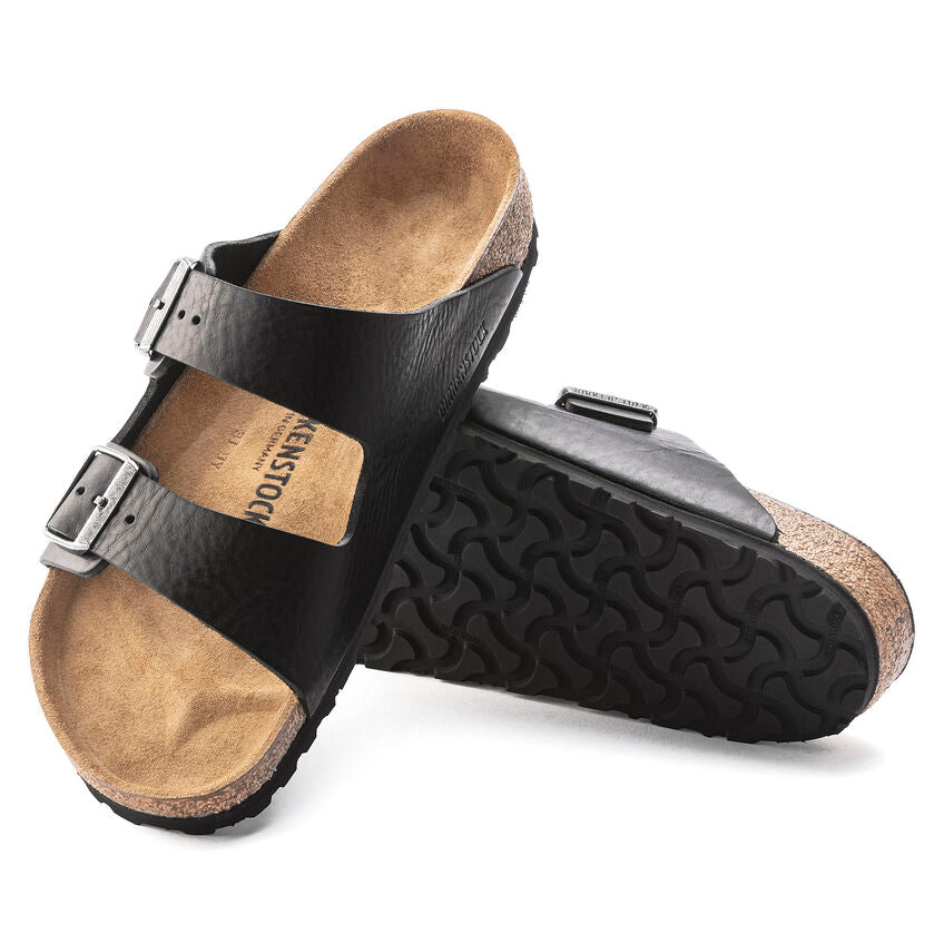 Birkenstock Men's Arizona Grip Leather Sandal in Vintage Wood Black  Men's Footwear