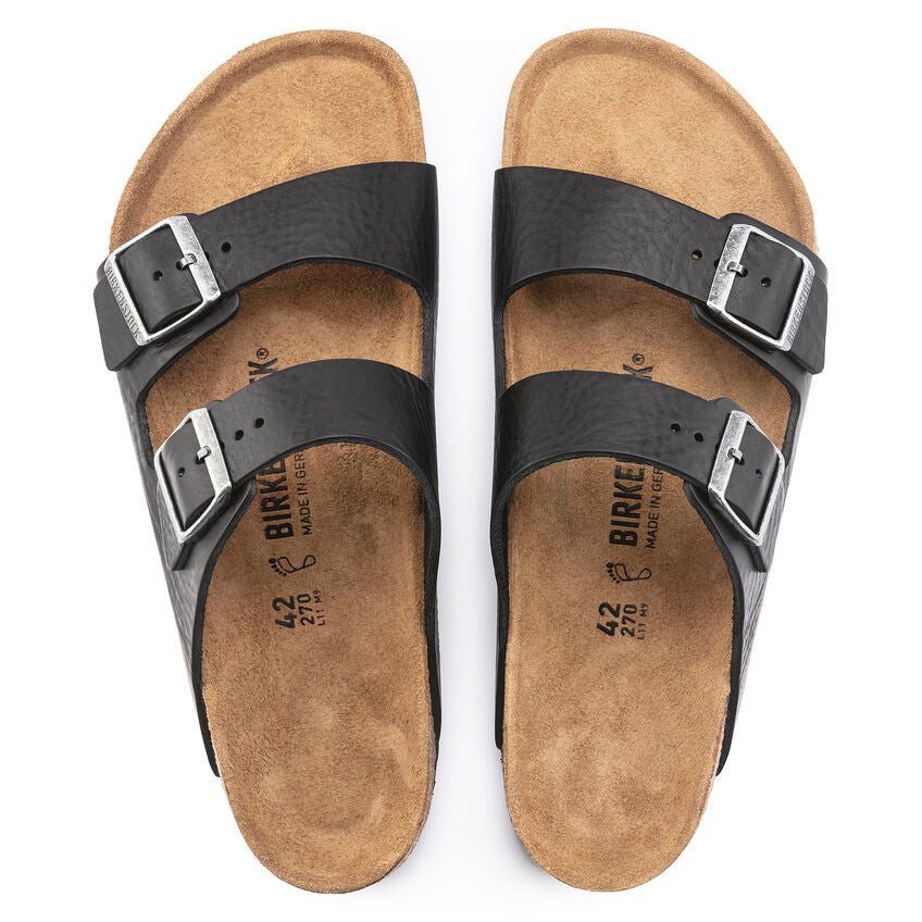 Birkenstock Men's Arizona Grip Leather Sandal in Vintage Wood Black  Men's Footwear