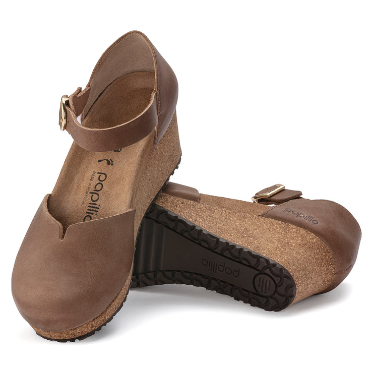 Birkenstock Mary Ring-Buckle Oiled Leather Sandal in Cognac  Women&