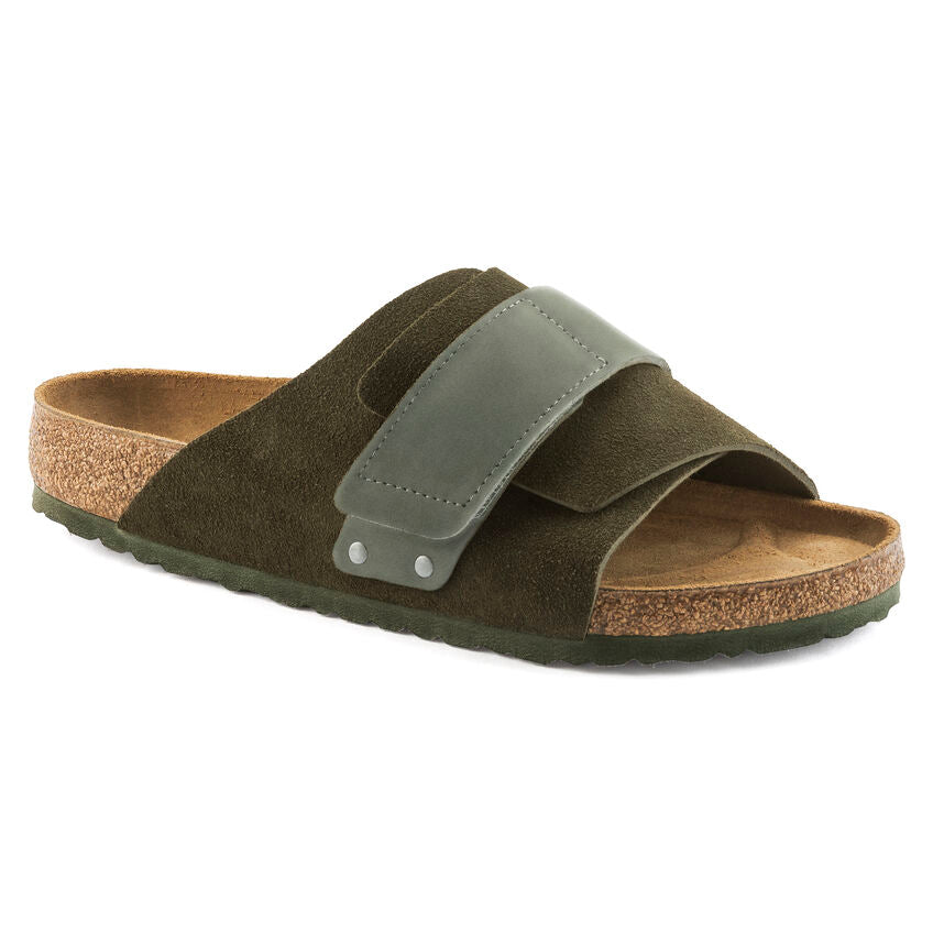 Birkenstock Kyoto Nubuck Leather Suede Leather Sandal in Thyme  Men's Footwear