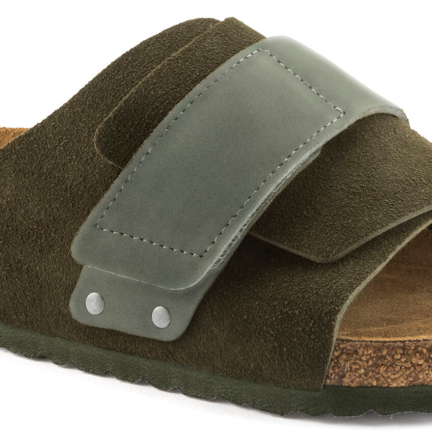 Birkenstock Kyoto Nubuck Leather Suede Leather Sandal in Thyme  Men's Footwear