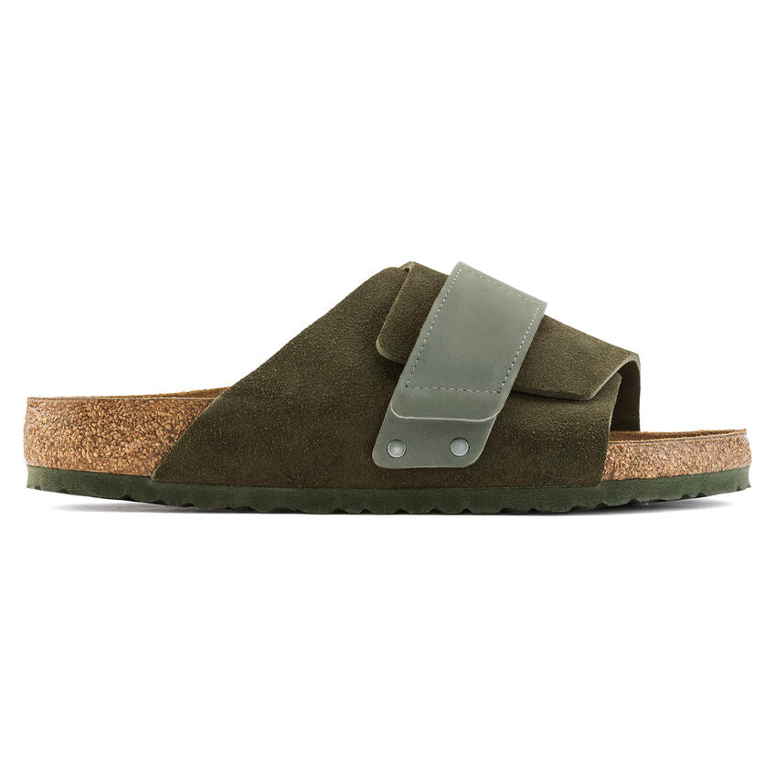 Birkenstock Kyoto Nubuck Leather Suede Leather Sandal in Thyme  Men's Footwear