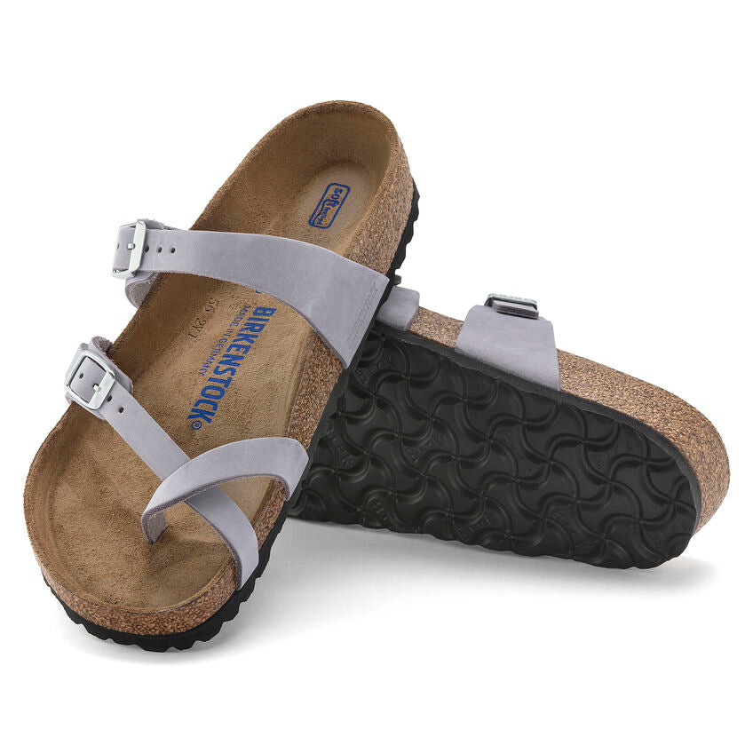 Birkenstock Women's Mayari Soft Footbed in Purple Fog Nubuck Leather  Women's Footwear