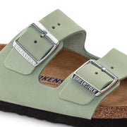 Birkenstock Arizona Nubuck Leather Soft Footbed in Matcha  Women's Footwear