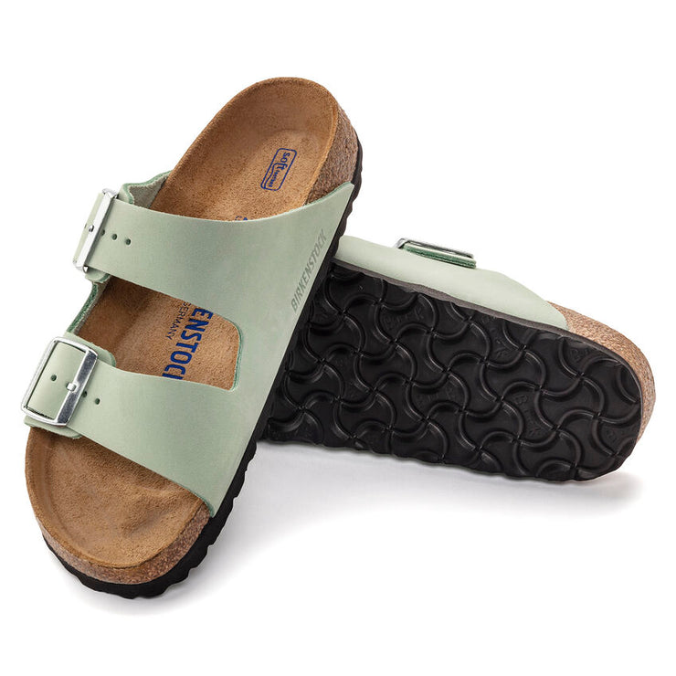 Birkenstock Arizona Nubuck Leather Soft Footbed in Matcha  Women&