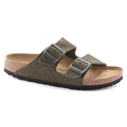 Birkenstock Men's Arizona Suede Leather Soft Footbed Sandal in Thyme  Men's Footwear