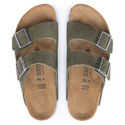 Birkenstock Men's Arizona Suede Leather Soft Footbed Sandal in Thyme