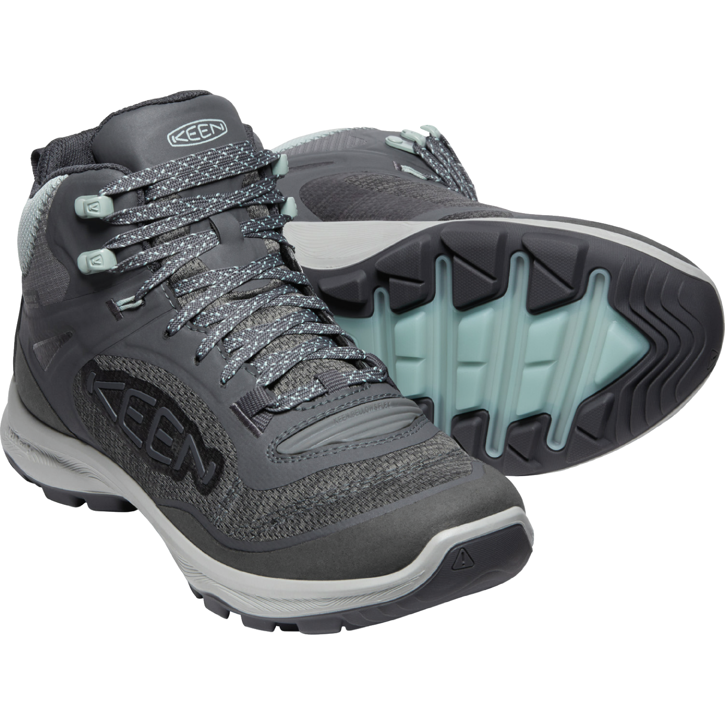 Keen Women's Terradora Flex Mid Waterproof Boot in Magnet Cloud Blue  Footwear