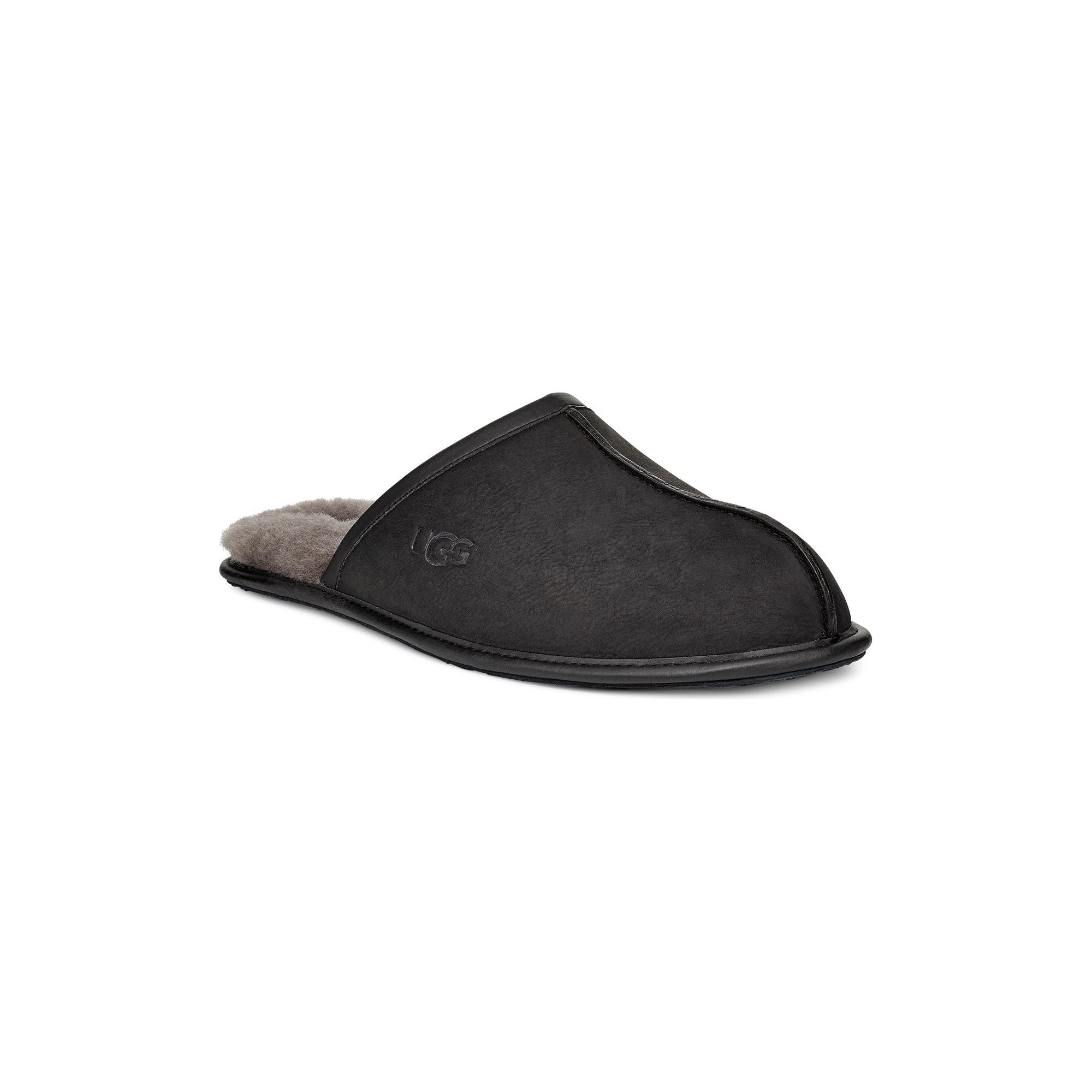 UGG Men's Scuff Leather Slipper in Black  Men's Footwear