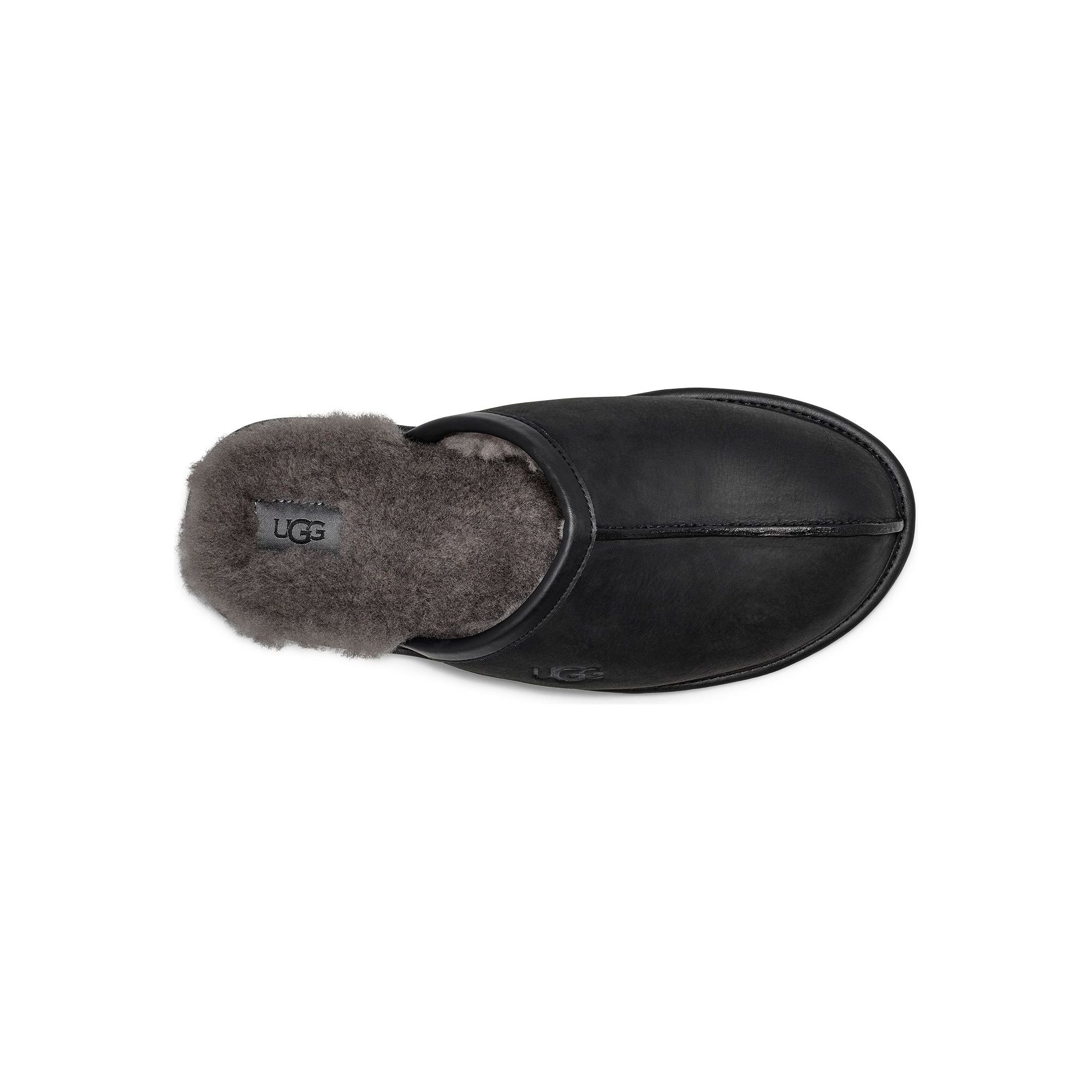 UGG Men's Scuff Leather Slipper in Black  Men's Footwear