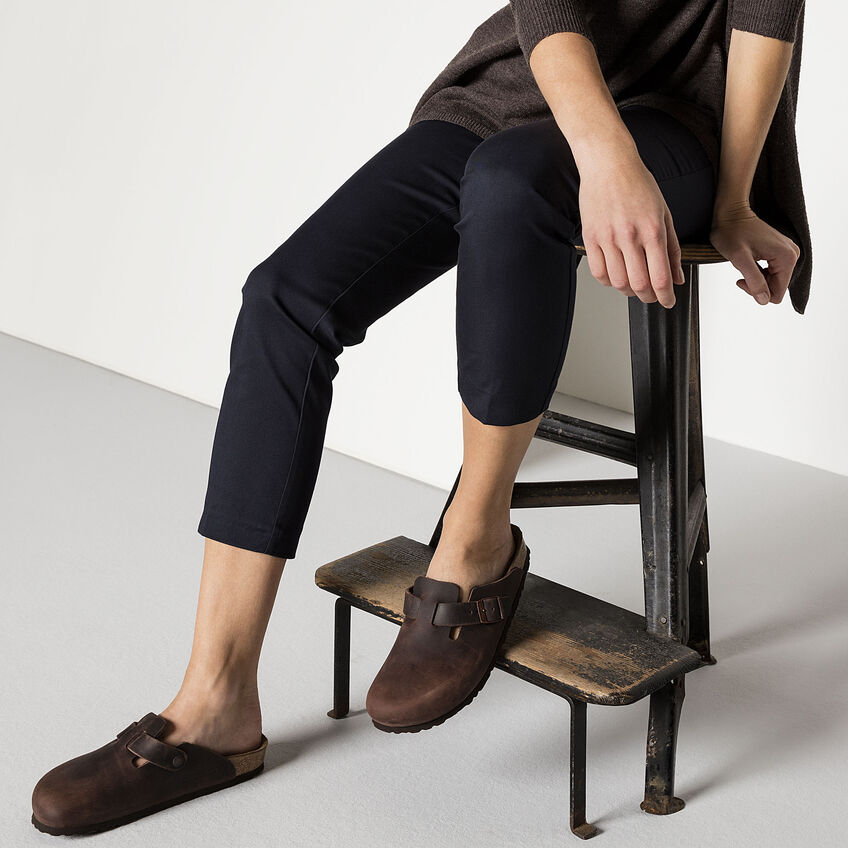 Birkenstock Boston Oiled Leather Soft Footbed Clog in Habana  Unisex Footwear