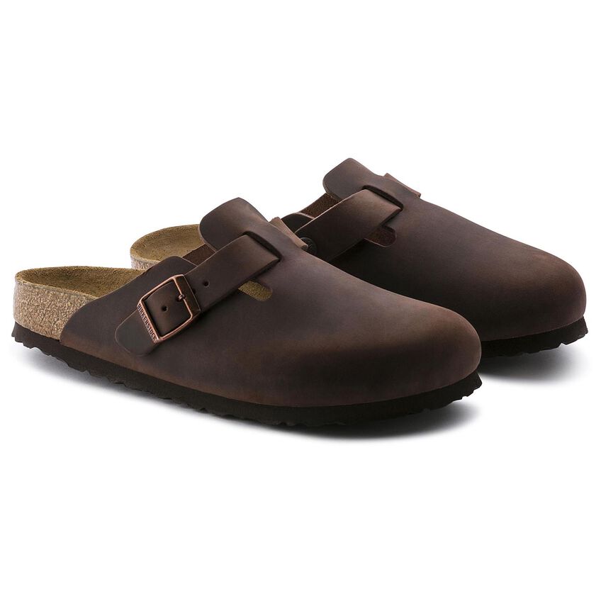 Birkenstock Boston Oiled Leather Soft Footbed Clog in Habana  Unisex Footwear