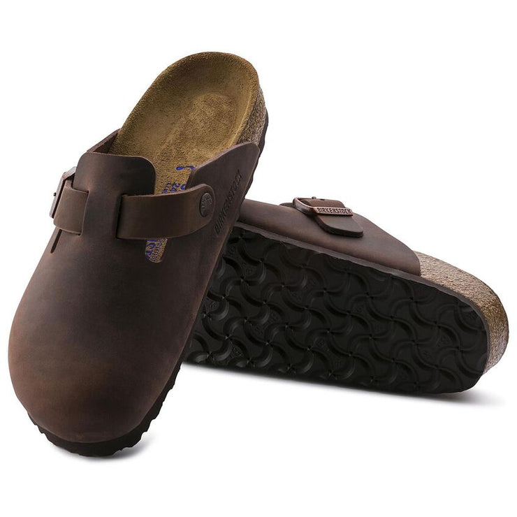 Birkenstock Boston Oiled Leather Soft Footbed Clog in Habana  Unisex Footwear