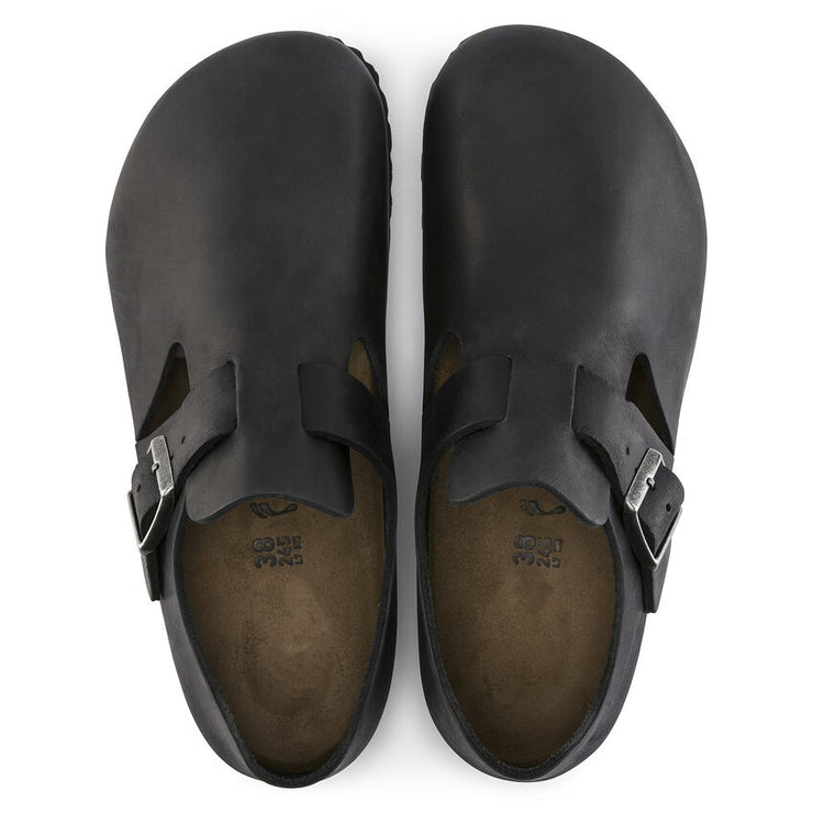Birkenstock London Oiled Leather Classic Footbed in Black