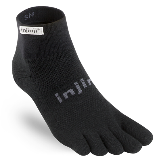 Injinji Men's Run Lightweight Mini-Crew Sock in Black  Accessories