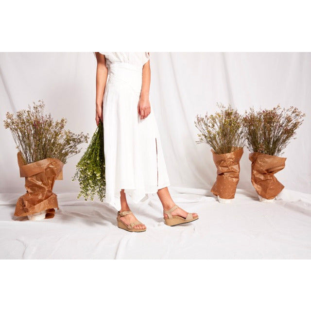 Birkenstock Soley Ring-Buckle Nubuck Leather Wedge Sandal in Sandcastle  Women's Footwear