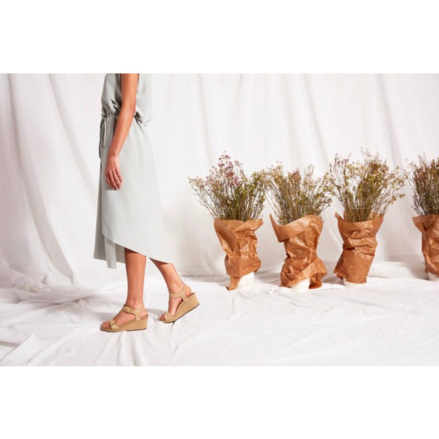 Birkenstock Soley Ring-Buckle Nubuck Leather Wedge Sandal in Sandcastle  Women's Footwear