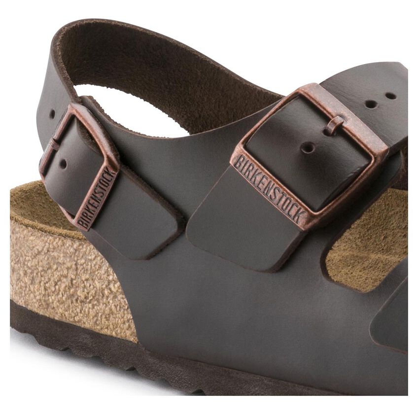 Birkenstock Milano Smooth Leather Soft Footbed Sandal in Amalfi Testa Di Moro  Men's Footwear