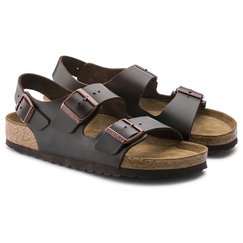 Birkenstock Milano Smooth Leather Soft Footbed Sandal in Amalfi Testa Di Moro  Men's Footwear