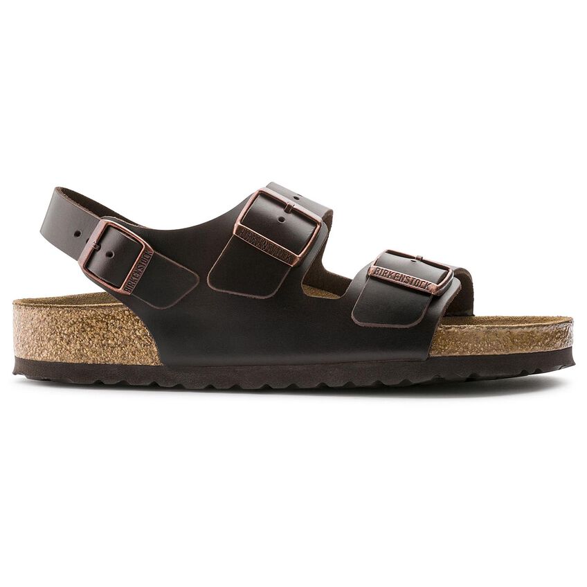 Birkenstock Milano Smooth Leather Soft Footbed Sandal in Amalfi Testa Di Moro  Men's Footwear