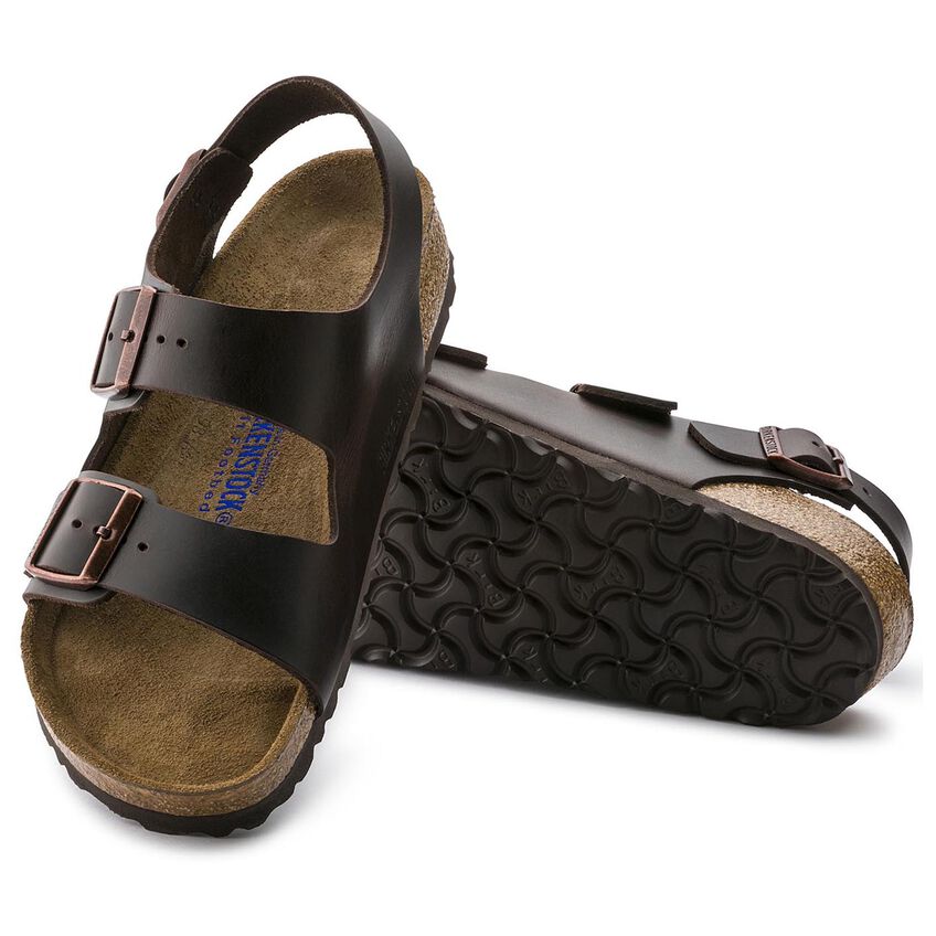 Birkenstock Milano Smooth Leather Soft Footbed Sandal in Amalfi Testa Di Moro  Men's Footwear