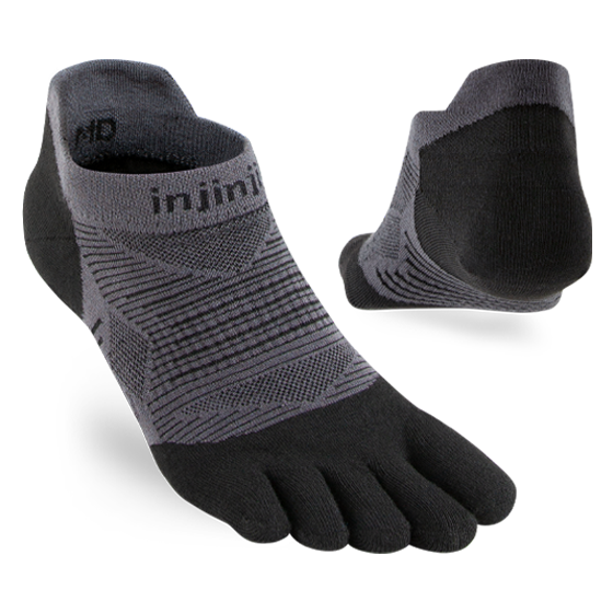 Injinji Men's Run Lightweight No-Show Sock in Black  Accessories