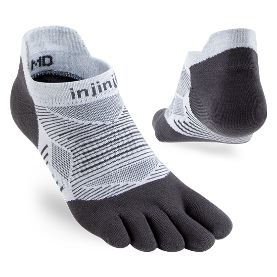 Injinji Men's Run Lightweight No-Show Sock in Gray  Accessories
