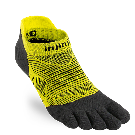 Injinji Men's Run Lightweight No-Show Sock in Limeade  Accessories