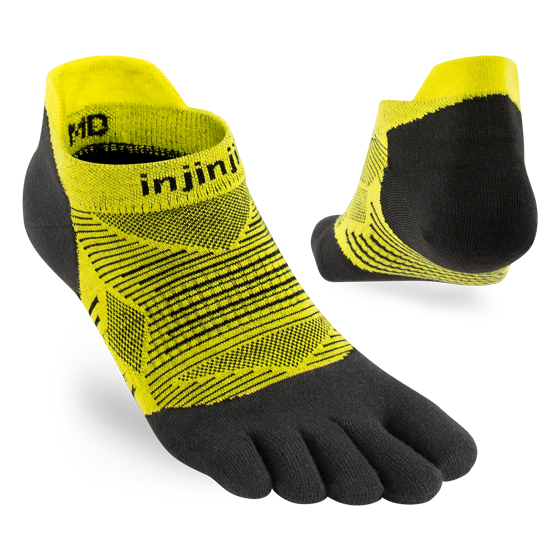 Injinji Men's Run Lightweight No-Show Sock in Limeade  Accessories