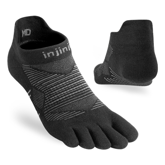Injinji Men's Run Lightweight No-Show Sock in Noir  Accessories