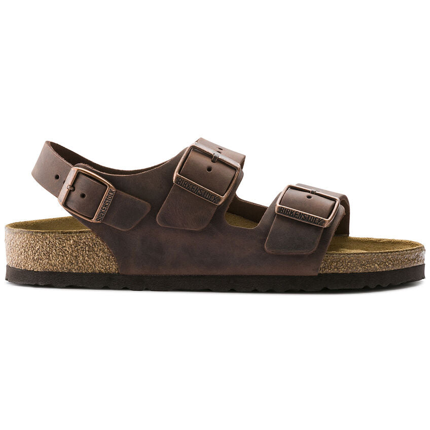 Birkenstock Milano Oiled Leather Classic Footbed Sandal in Habana  Men's Footwear