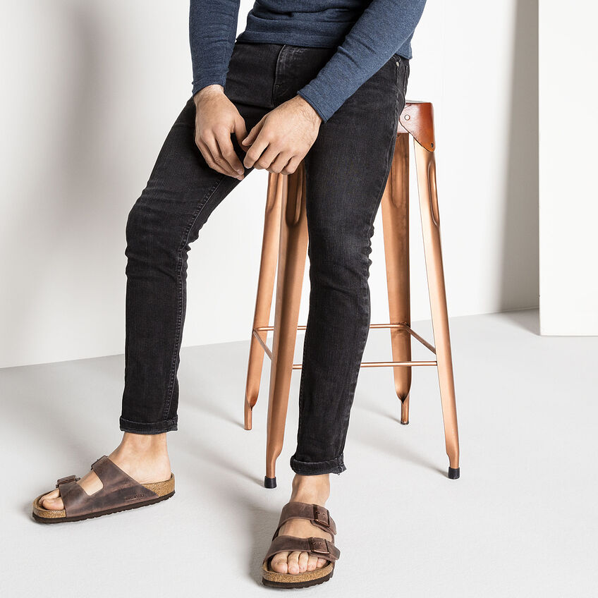 Birkenstock Arizona Oiled Leather Soft Footbed Sandal in Habana  Men's Footwear