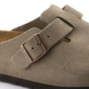 Birkenstock Boston Suede Leather Soft Footbed Clog in Taupe  Unisex Footwear