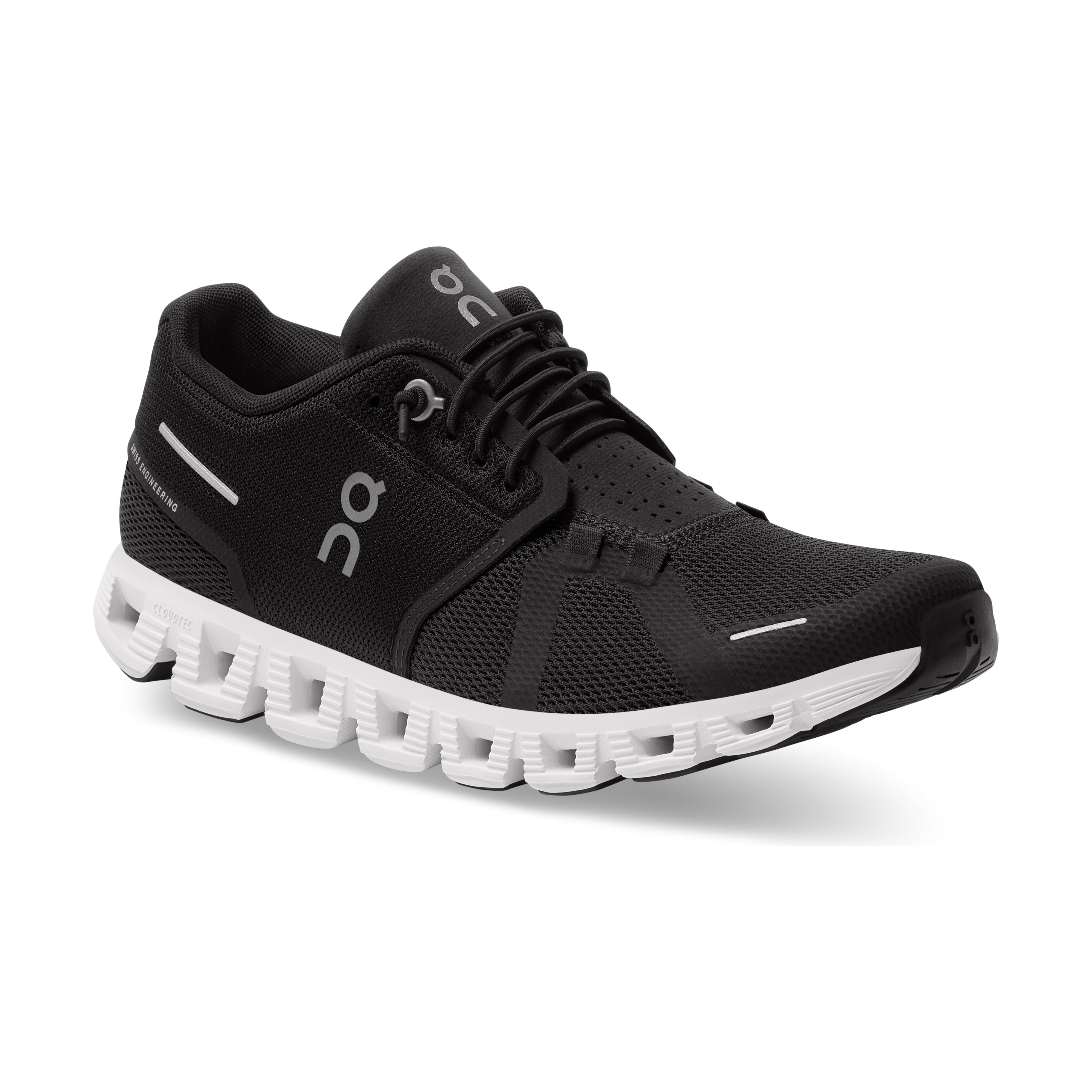 On Running Women's Cloud 5 Running Shoe in Black White  Women's Footwear